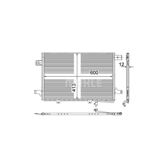 MAHLE ORIGINAL AC 452 000P Air conditioning condenser suitable for MERCEDES-BENZ SPRINTER with dryer, for vehicles with roof air conditioning