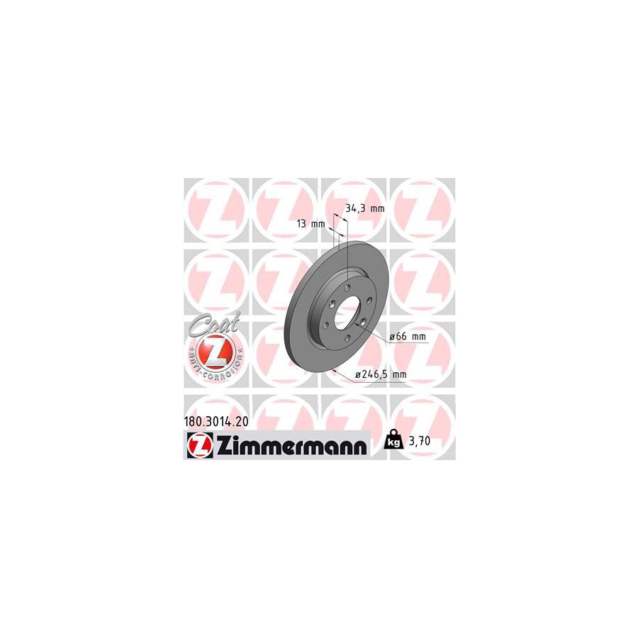 ZIMmERMANN COAT Z 180 3014 20 Brake Disc Solid Coated