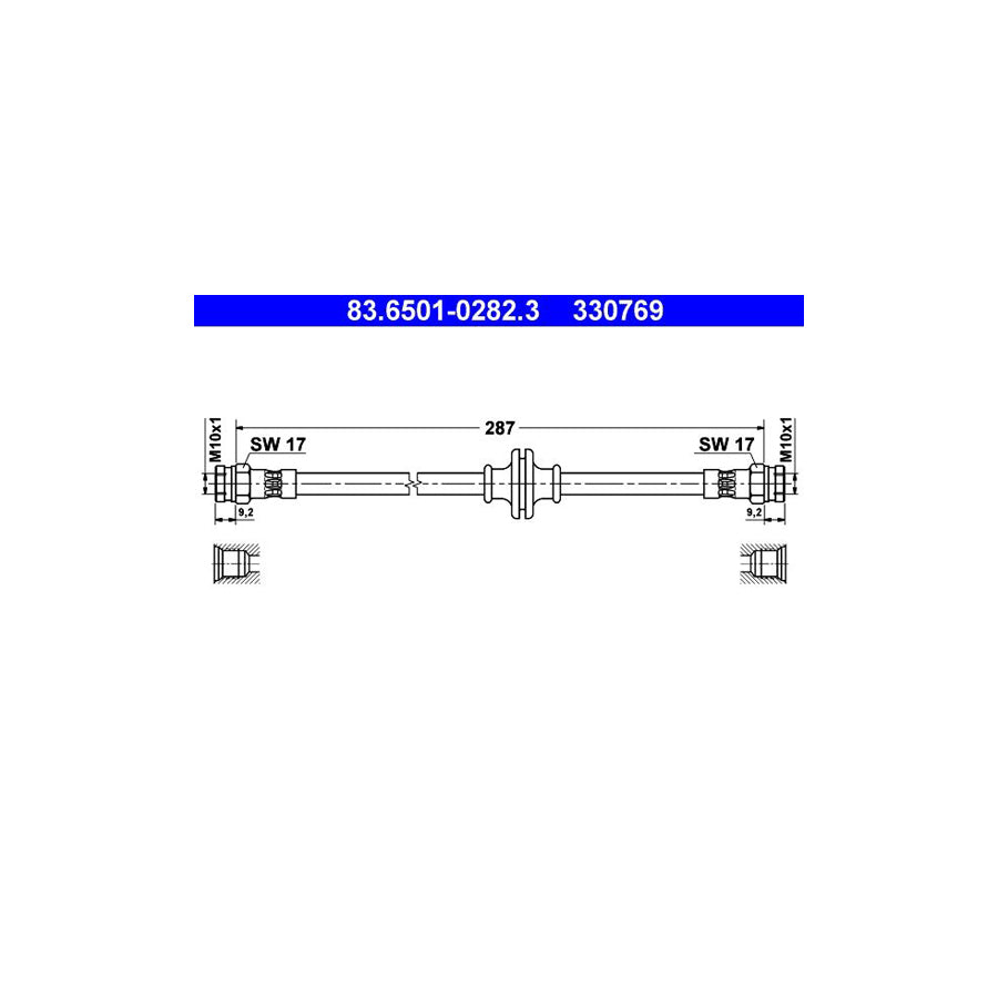 ATE 83 6501 0282 3 Brake Hose for FIAT STILO 287Mm