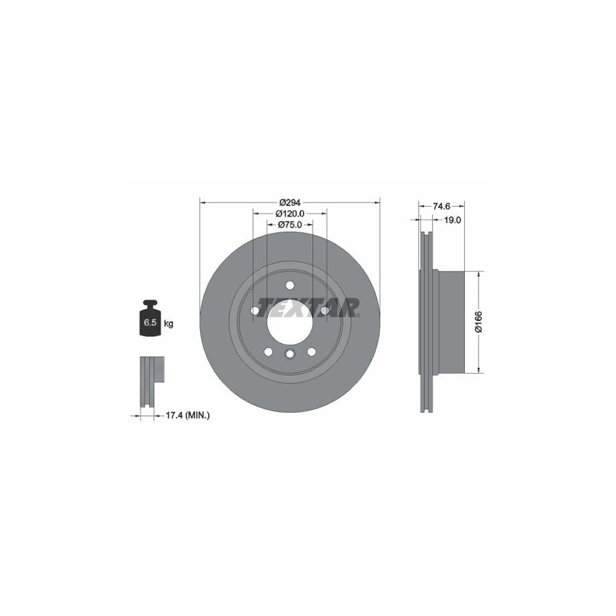 TEXTAR PRO 92146103 Brake Disc Externally Vented Coated without wheel hub without wheel studs