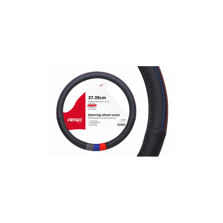 AMiO SWC-10 01368 Steering wheel cover Black, Blue, Grey, Red, ?: 37-39cm, Leatherette