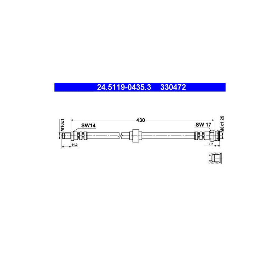 ATE 24 5119 0435 3 Brake Hose for CITROEN BX 430Mm M10X1 