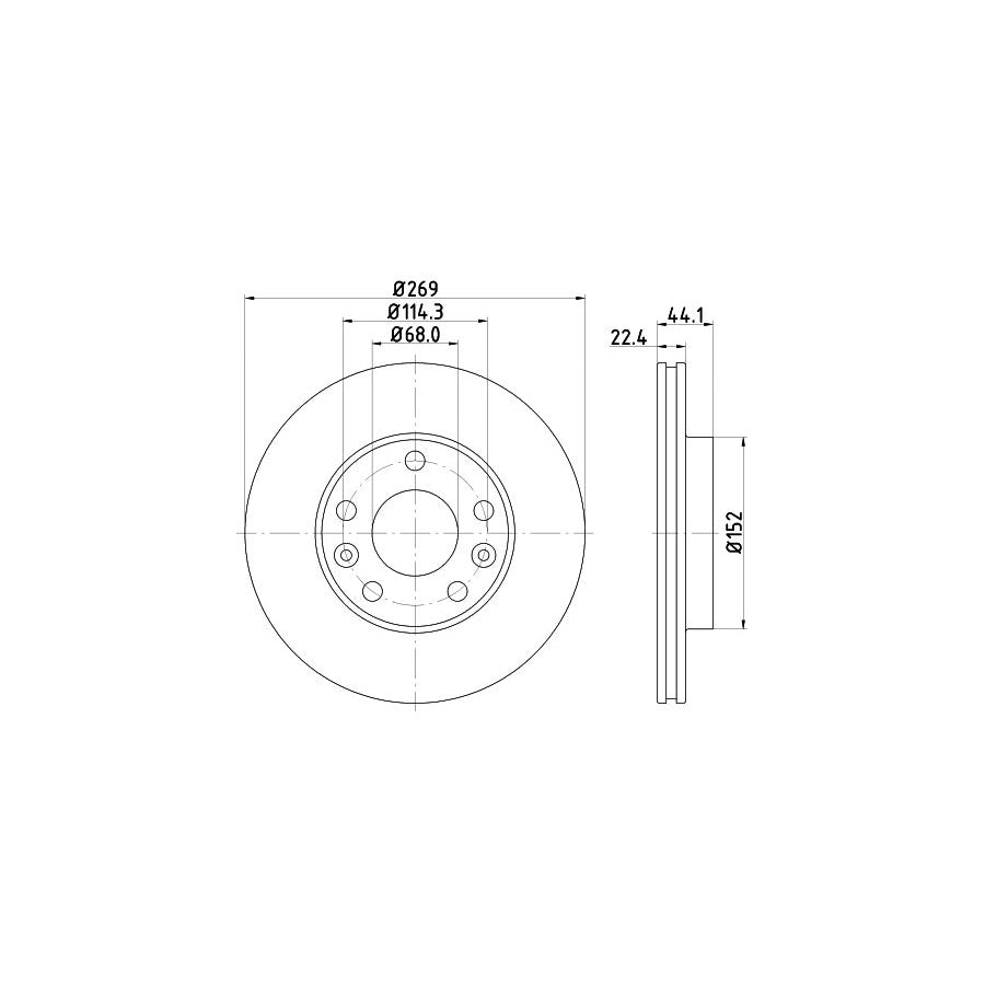 HELLA PRO 8DD 355 122 431 Brake Disc Internally Vented Coated without wheel hub without wheel studs