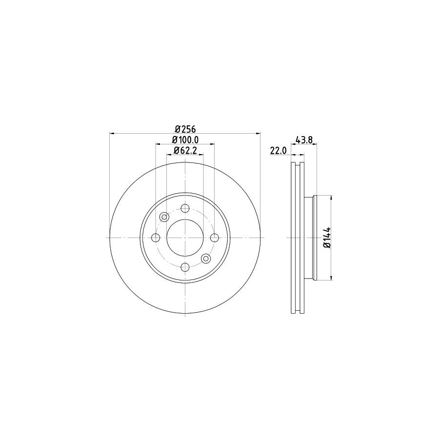 HELLA PRO 8DD 355 117 981 Brake Disc Internally Vented Coated without wheel hub without wheel studs