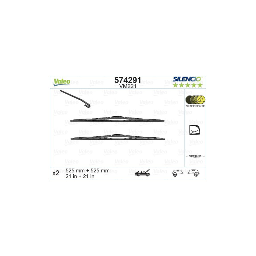 Valeo Silencio Conventional Set, Silencio Performance 574291 Wiper Blade | Duco Car Parts UK Car Parts