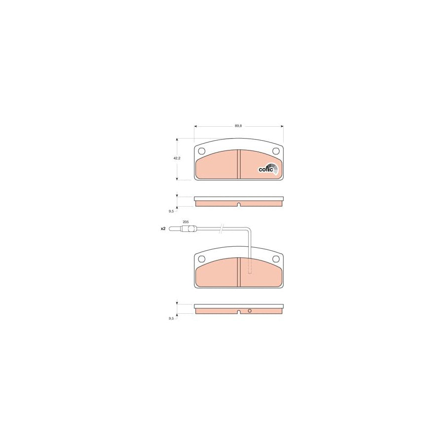 TRW Cotec Gdb1679 Brake Pad Set Incl Wear Warning Contact