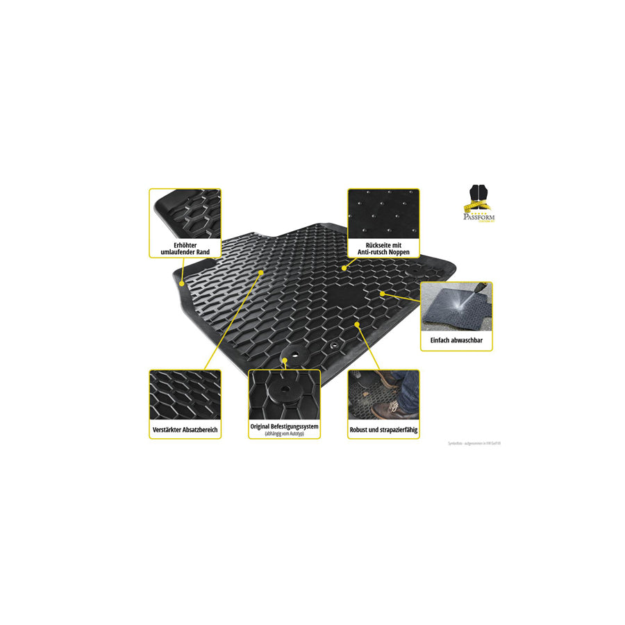 WALSER 50484 Floor mat set for OPEL CORSA Elastomer, Front, Quantity: 2, Black