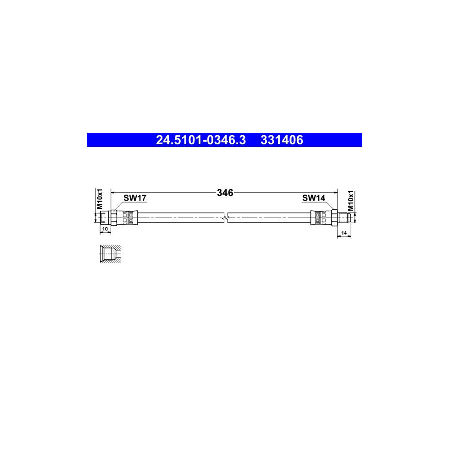 ATE 24 5101 0346 3 Brake Hose 346Mm M10X1 