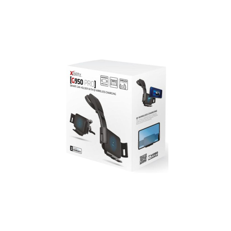 XBLITZ G950 PRO Car phone holder with ball joint, with wireless charger, dashboard, with USB plug (type C), universal