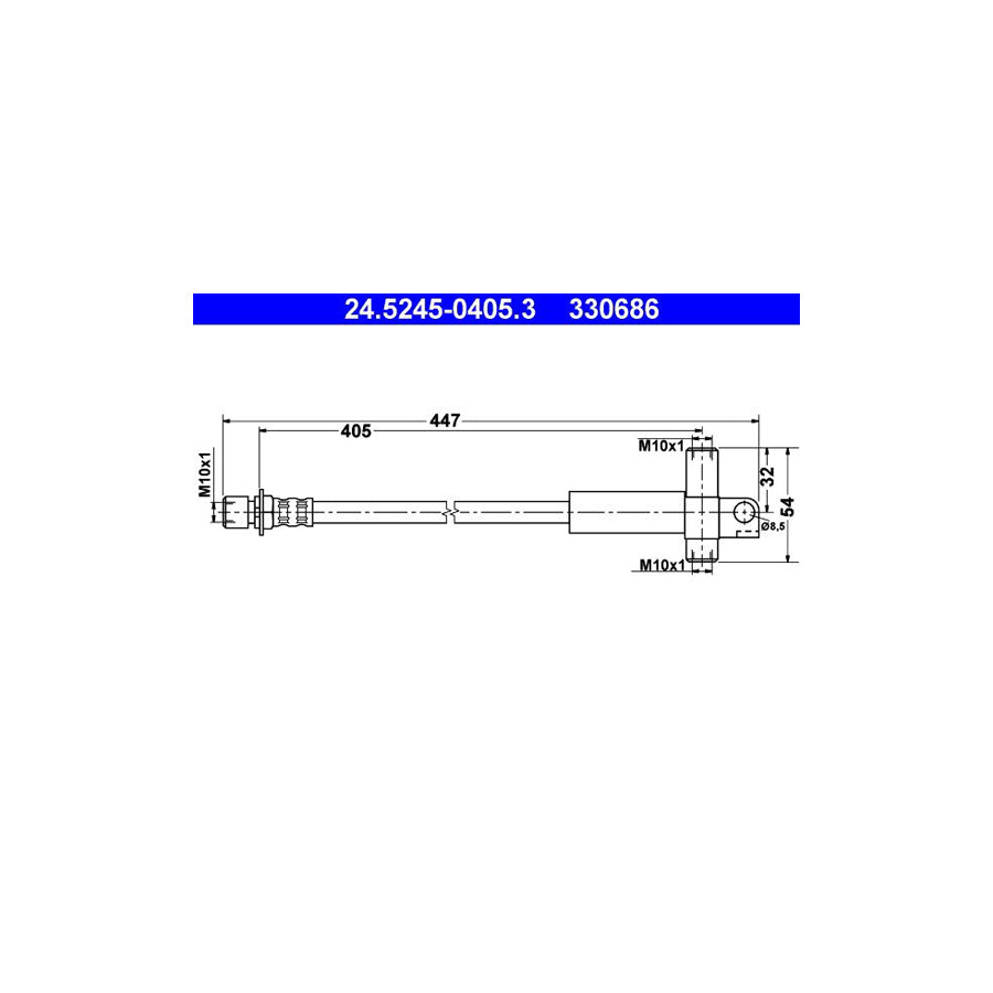 ATE 24 5245 0405 3 Brake Hose for FORD TRANSIT 405Mm M10X1 