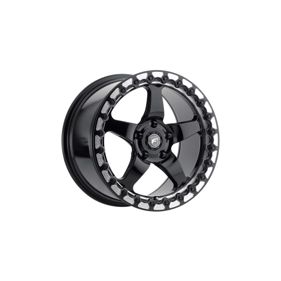 Forgestar F00170071P00 17x10 D5 Beadlock Standard 5x115 ET0 BS5.5 Gloss Black Machined Drag Racing Wheel