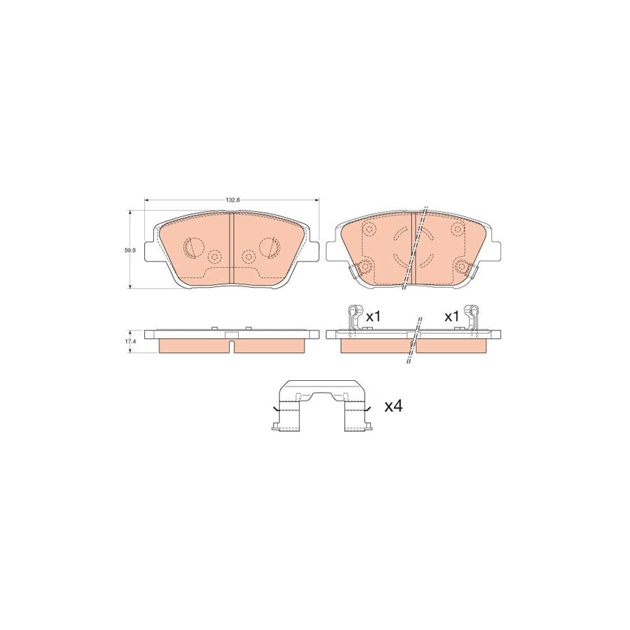TRW Gdb3540 Brake Pad Set For Kia Optima K5 Tf With Acoustic Wear Warning With Accessories