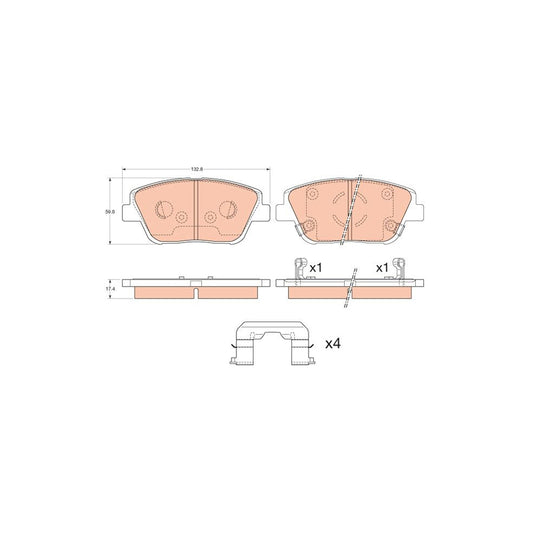 TRW Gdb3540 Brake Pad Set For Kia Optima K5 Tf With Acoustic Wear Warning With Accessories