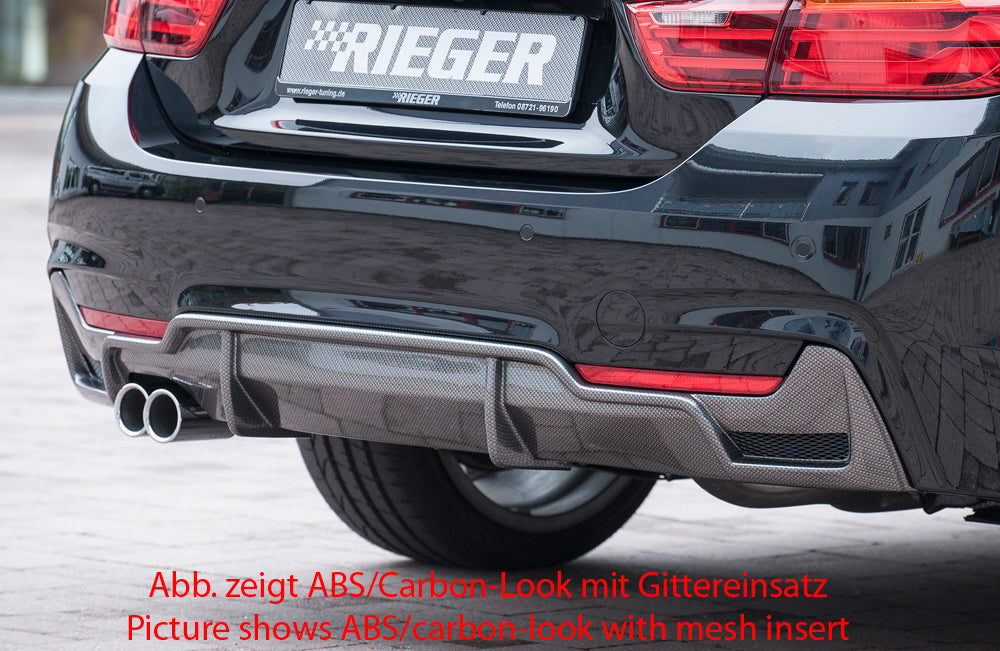 Rieger 00088055 BMW 4 Series F32 F33 F36 Rear Diffuser for Original Twin Tailpipe Left - Glossy Black