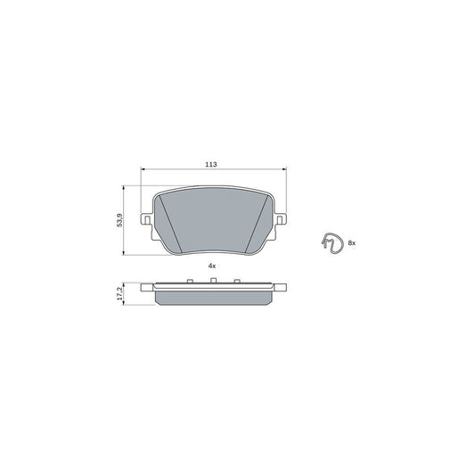 Bosch 0986424890 Brake Pad Set With Anti Squeak Plate With Mounting Manual With Spring BP2519