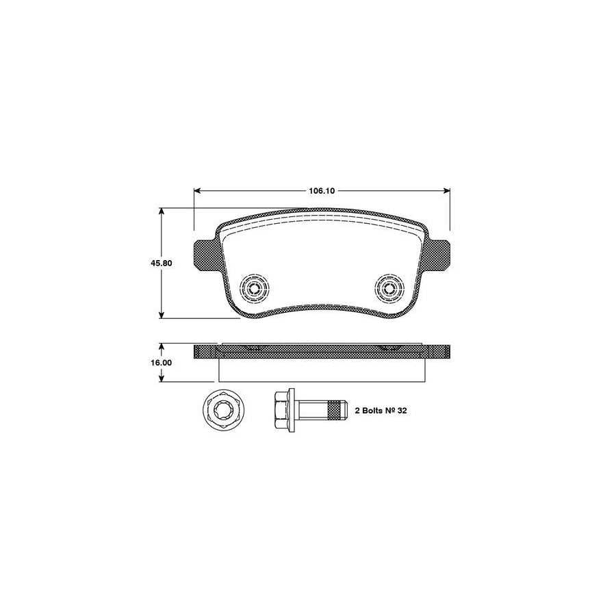 Bosch 0986Tb3093 Brake Pad Set Excl Wear Warning Contact