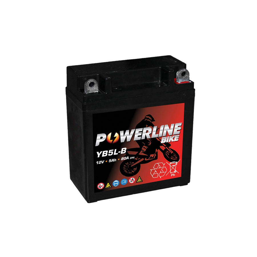 Powerline YB5L-B AGM Motorcycle Battery 12V 5Ah YB5LB