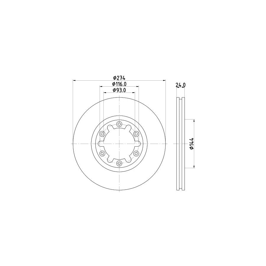 HELLA 8DD 355 111 741 Brake Disc Internally Vented without wheel hub without wheel studs