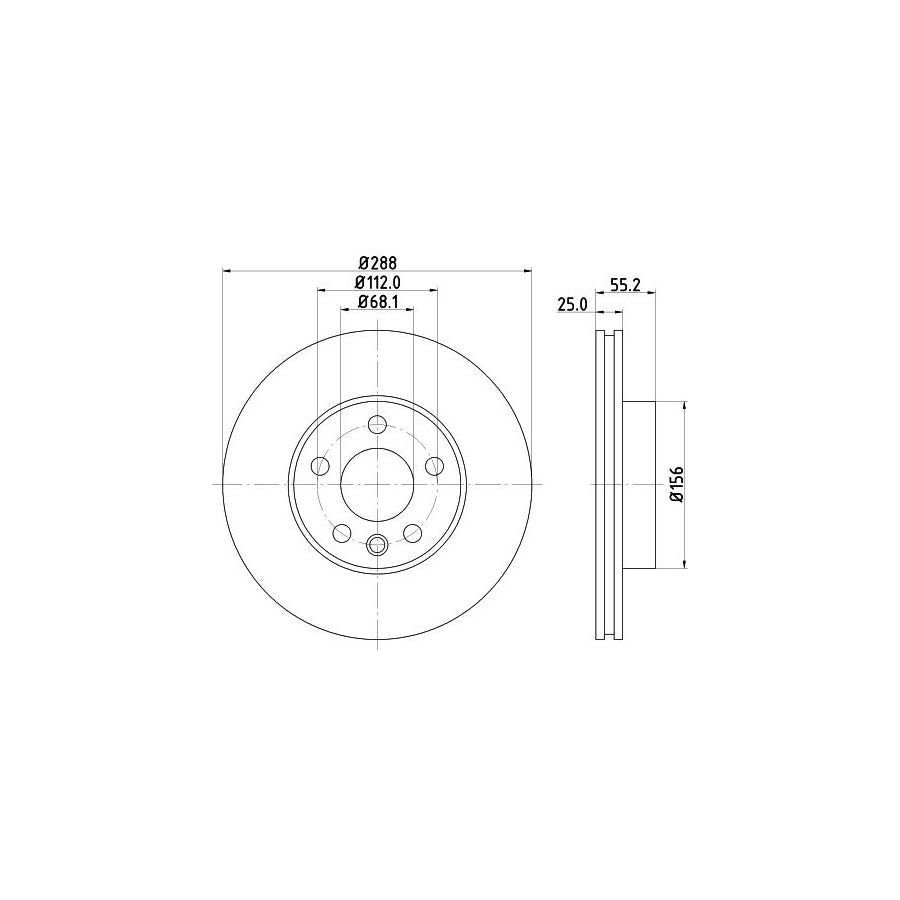 HELLA PRO 8DD 355 104 481 Brake Disc Internally Vented Coated without wheel hub without wheel studs