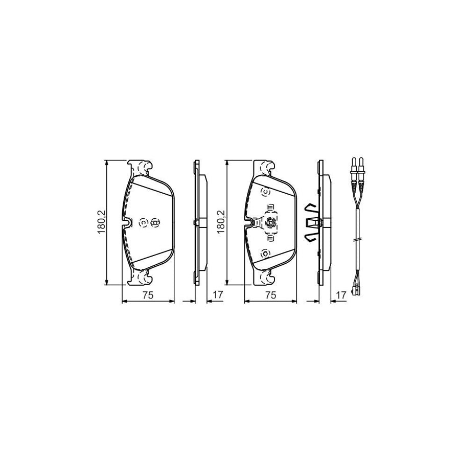 Bosch 0986Tb3183 Brake Pad Set Incl Wear Warning Contact