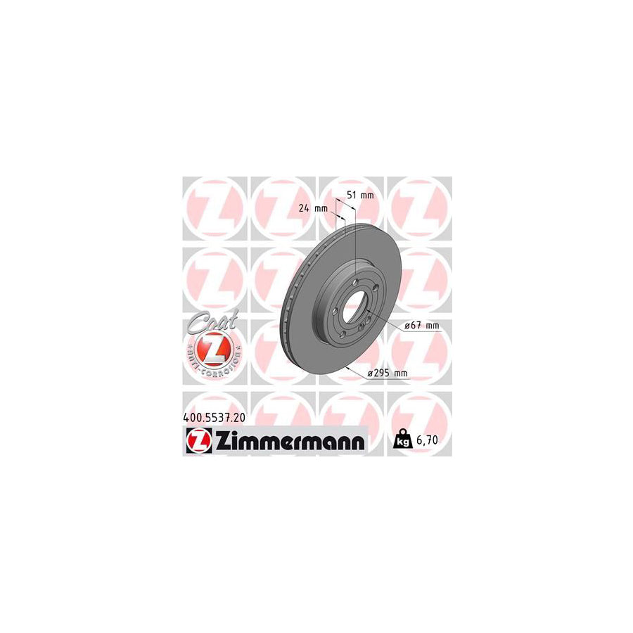 ZIMmERMANN 400 5537 20 Brake Disc Internally Vented Coated High carbon
