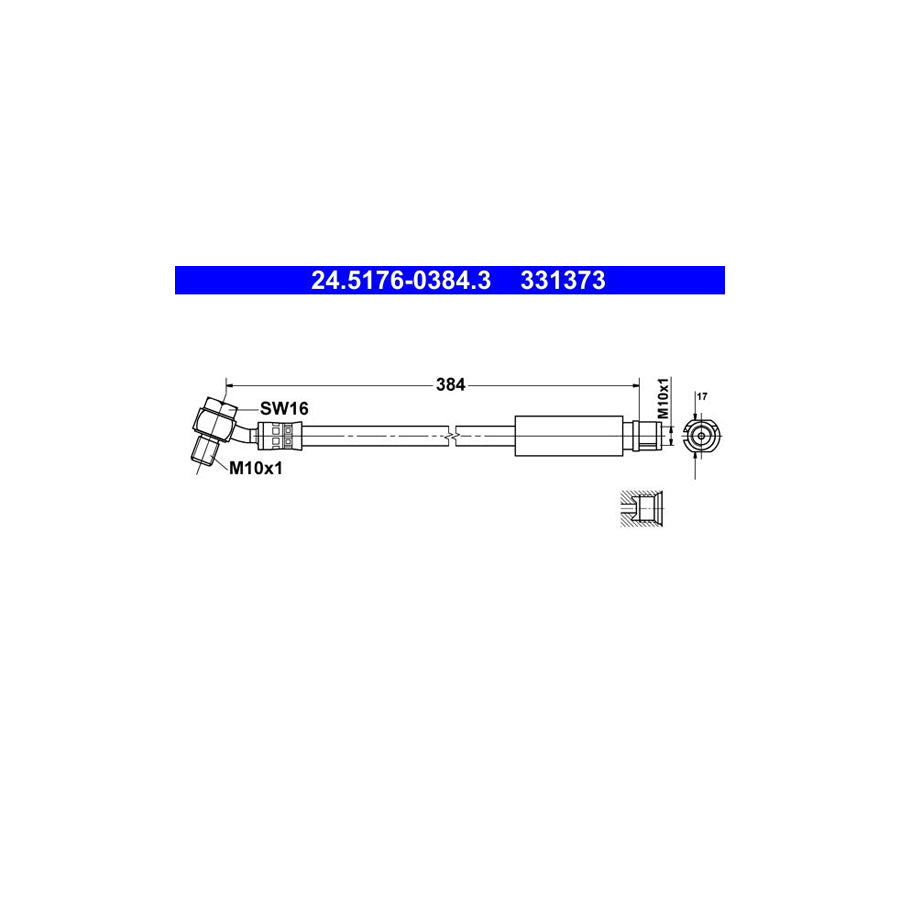 ATE 24 5176 0384 3 Brake Hose 384Mm M10X1 