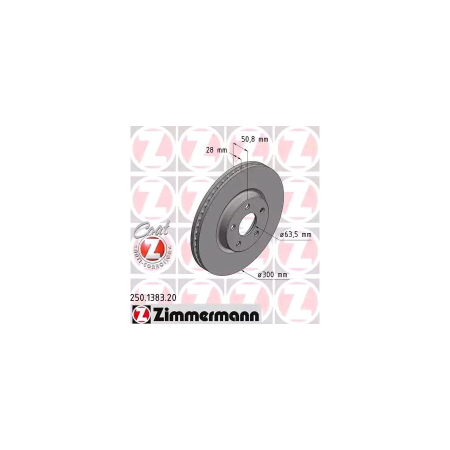 ZIMmERMANN COAT Z 250 1383 20 Brake Disc Internally Vented Coated