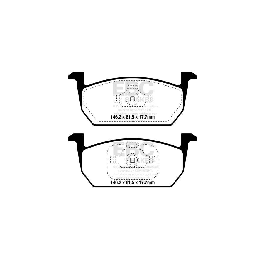 EBC Audi Seat Skoda Volkswagen Greenstuff 2000 Series Sport Front Brake Pads - Mando Caliper (Inc. 8X A1, 5F Leon, Kamiq & T-Cross) (Pair)