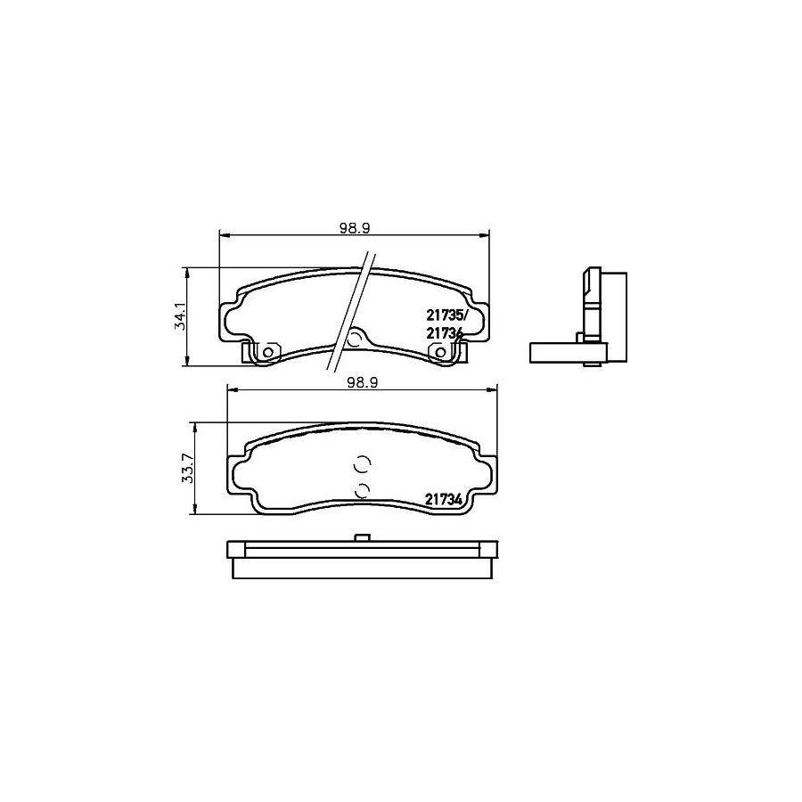 Hella 8DB 355 016 731 Brake Pad Set With Acoustic Wear Warning