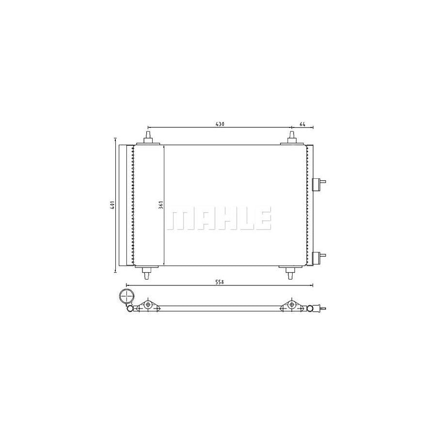 MAHLE ORIGINAL AC 315 000P Air conditioning condenser for PEUGEOT 307 with dryer