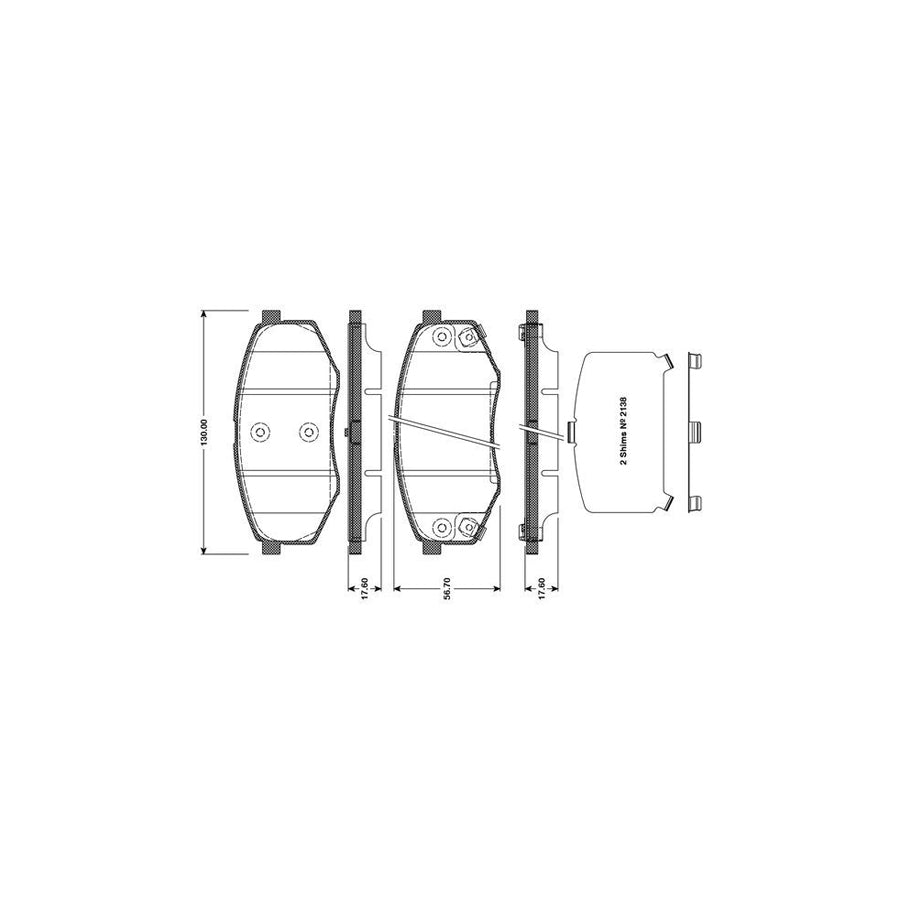 Bosch 0986Tb3113 Brake Pad Set For Hyundai Sonata Vi Yf Excl Wear Warning Contact