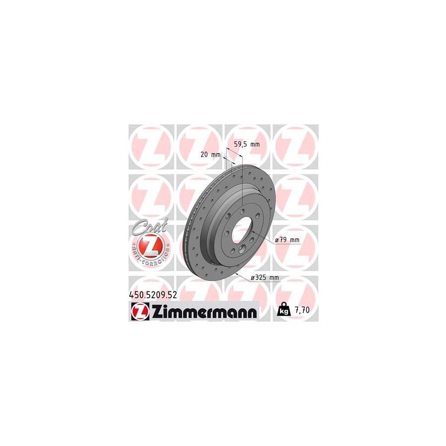ZIMmERMANN SPORT COAT Z 450 5209 52 Brake Disc Externally Vented Perforated Coated High carbon