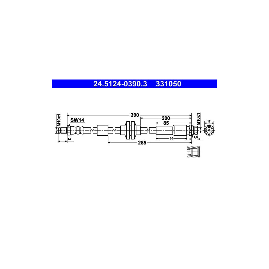 ATE 24 5124 0390 3 Brake Hose 390Mm M10X1 