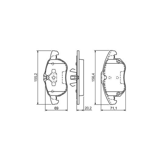 Bosch 0986494073 Brake Pad Set For Fiat Croma With Anti Squeak Plate With Piston Clip BP983