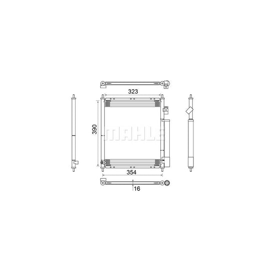 MAHLE ORIGINAL AC 387 000S Air conditioning condenser for HONDA Jazz Hatchback (GD, GE3, GE2) with dryer