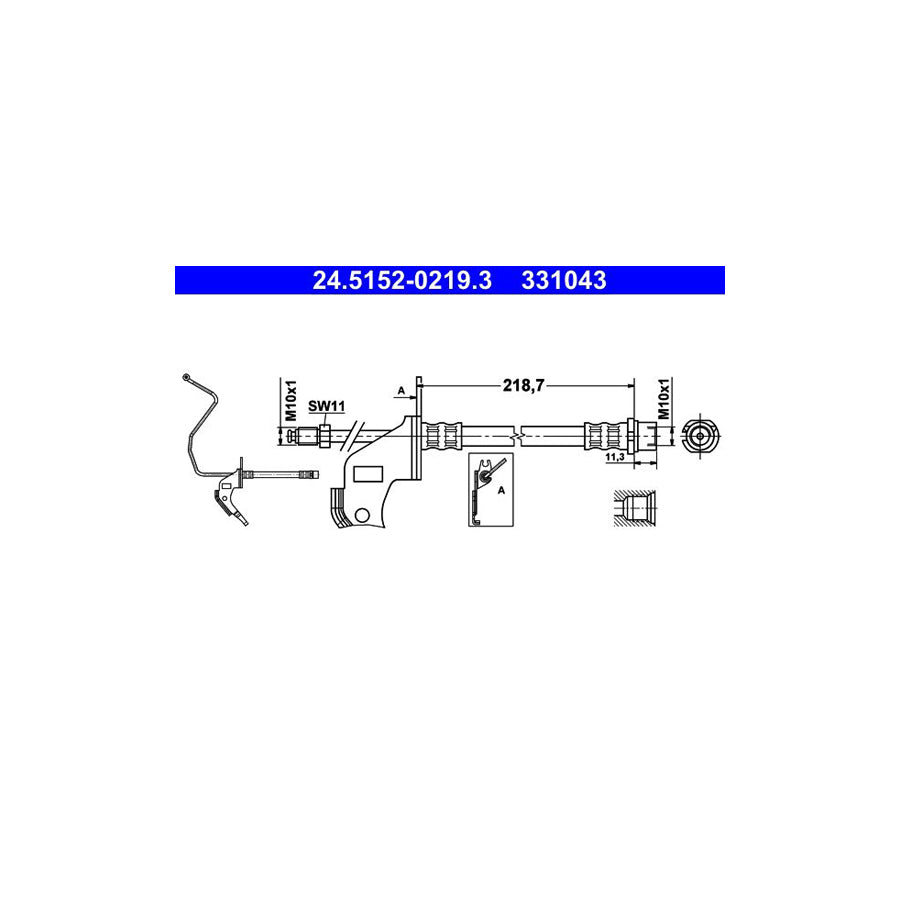 ATE 24 5152 0219 3 Brake Hose 230Mm M10X1 