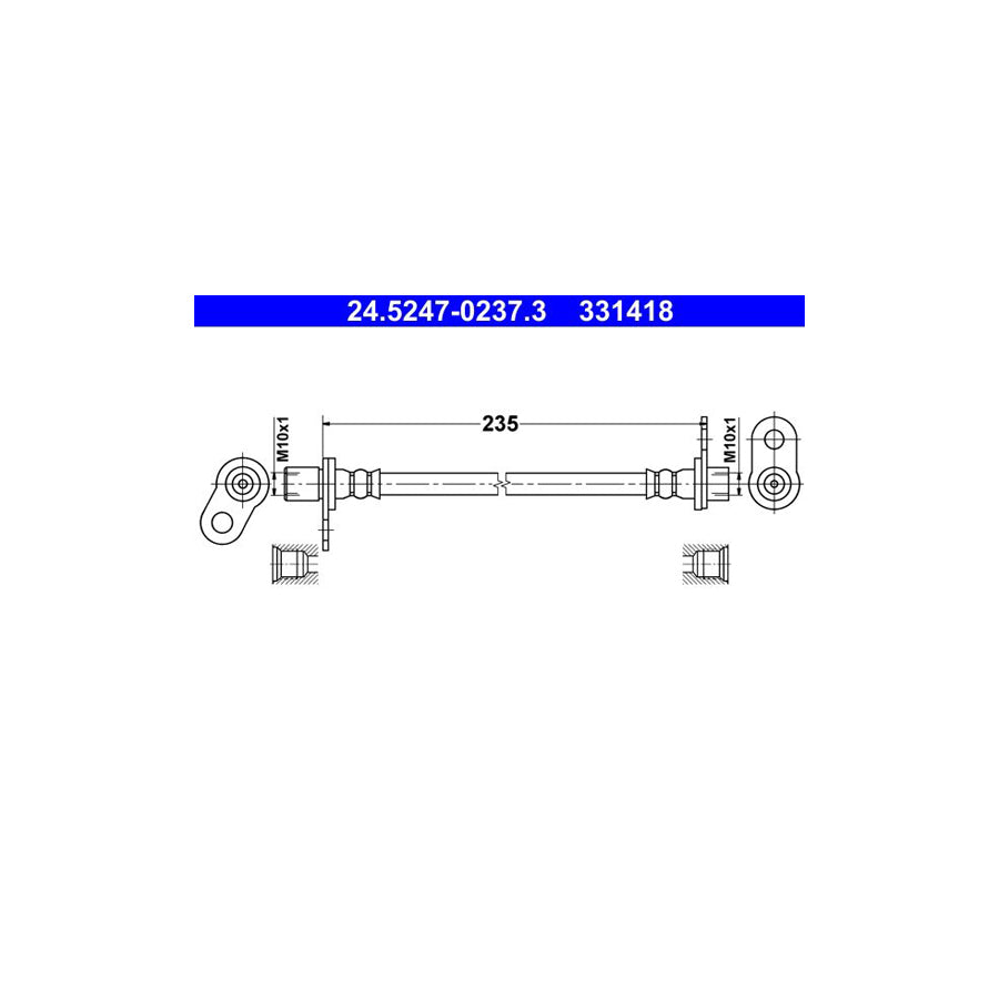 ATE 24 5247 0237 3 Brake Hose 235Mm