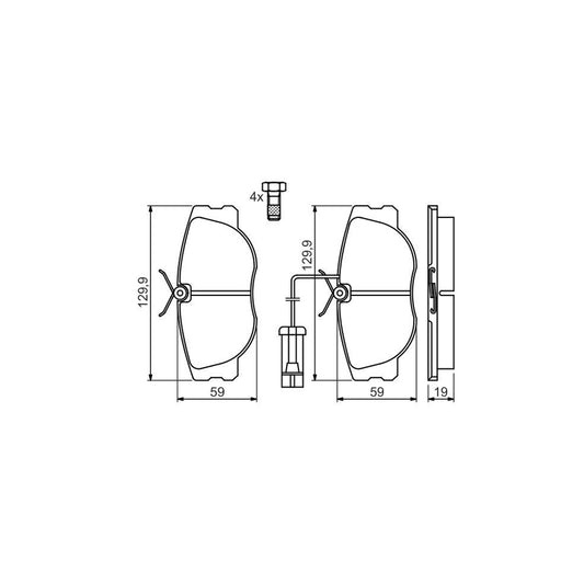 Bosch 0986460942 Brake Pad Set With Integrated Wear Sensor With Anti Squeak Plate With Bolts Screws With Accessories BP512