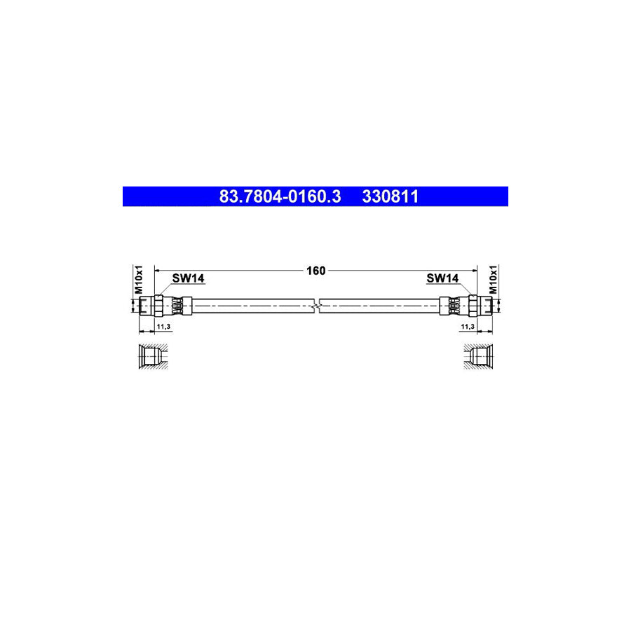 ATE 83 7804 0160 3 Brake Hose 160Mm