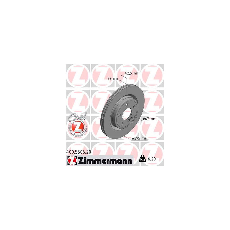 ZIMmERMANN COAT Z 400 5506 20 Brake Disc Internally Vented Coated