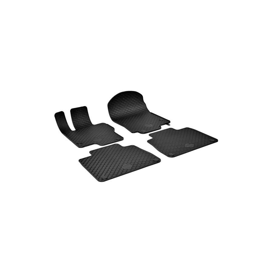 WALSER RubberLine 50863 Floor mat set Elastomer, Front and Rear, Quantity: 4, Black
