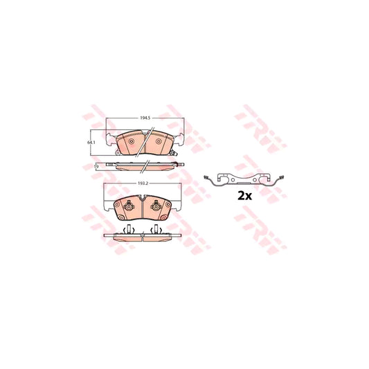 TRW Gdb2130 Brake Pad Set For Jeep Grand Cherokee Iv Wk Wk2 With Acoustic Wear Warning With Accessories