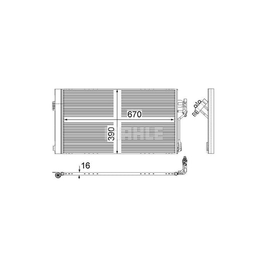 MAHLE ORIGINAL AC 761 000S Air conditioning condenser with dryer, without pressure switch