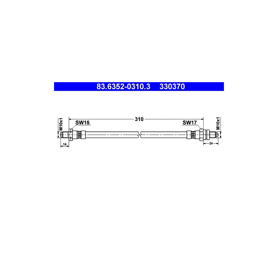 ATE 83 6352 0310 3 Brake Hose 310Mm