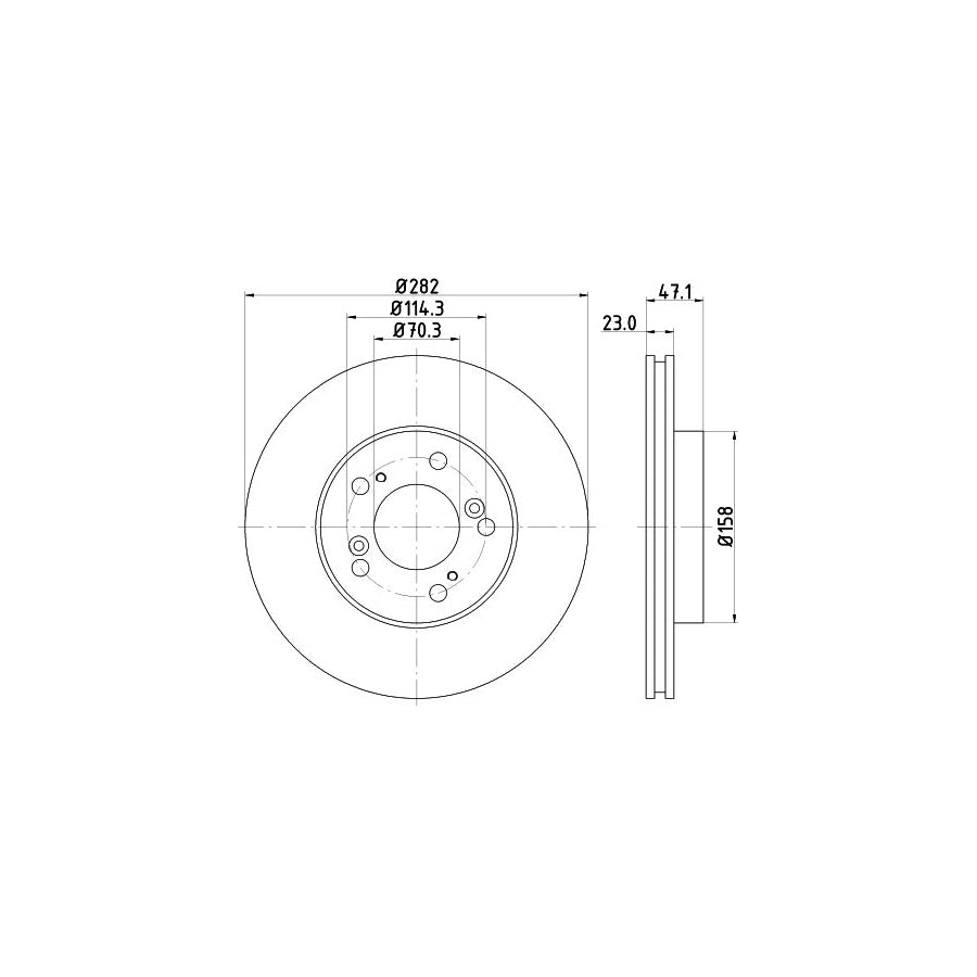 HELLA 8DD 355 107 131 Brake Disc Internally Vented without wheel hub without wheel studs