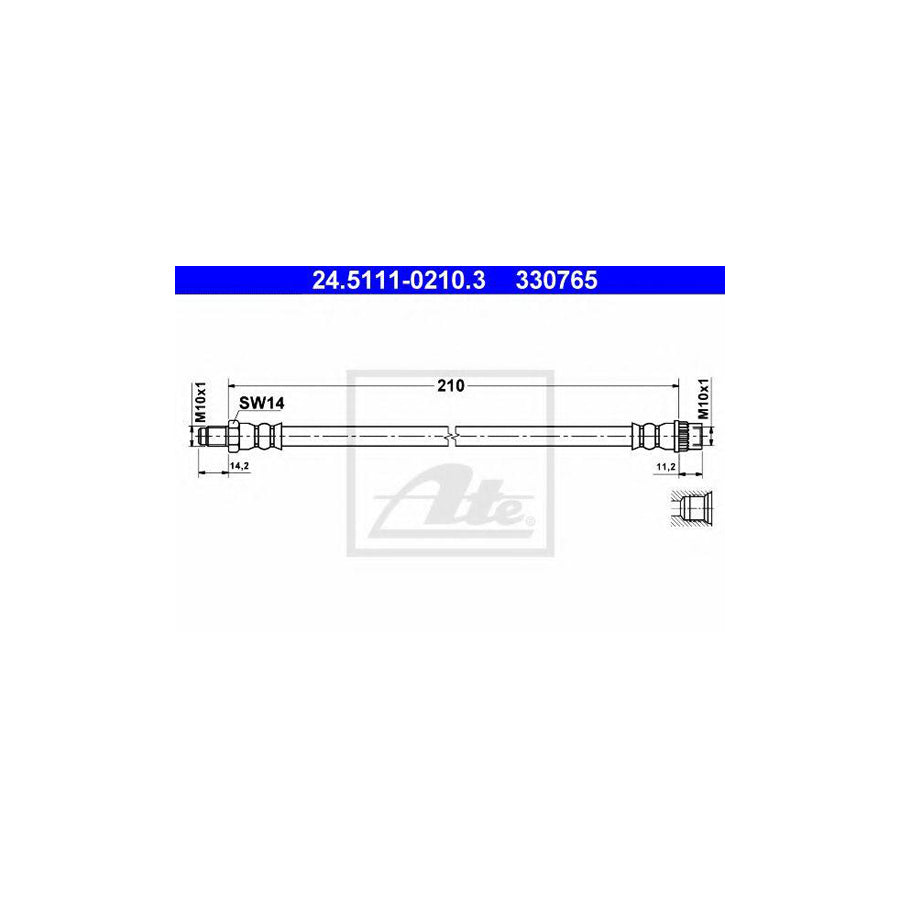 ATE 24 5111 0210 3 Brake Hose 210Mm M10X1 