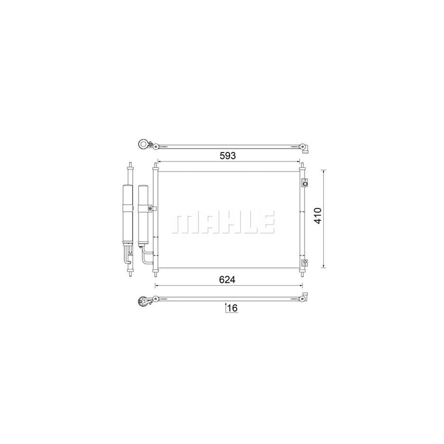 MAHLE ORIGINAL AC 829 000S Air conditioning condenser with dryer, with seal ring