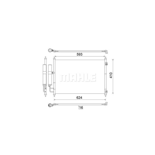 MAHLE ORIGINAL AC 829 000S Air conditioning condenser with dryer, with seal ring