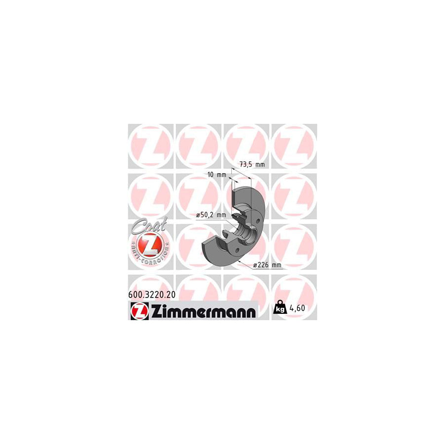 ZIMmERMANN COAT Z 600 3220 20 Brake Disc Solid Coated with ABS sensor ring without wheel bearing