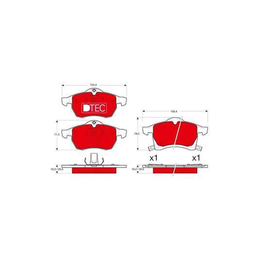 TRW Dtec Cotec Gdb1350Dte Brake Pad Set Prepared For Wear Indicator